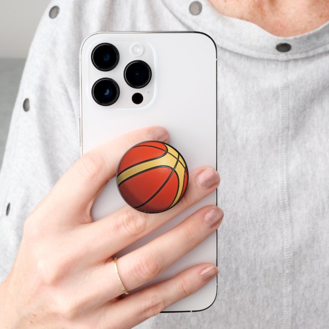 Whimsical Realistic Basketball  PopSocket (Hand)