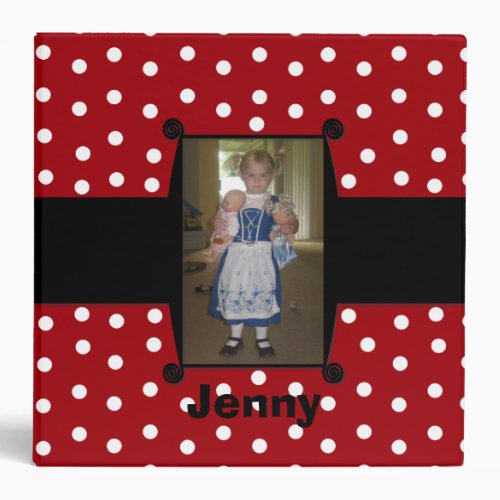 Whimsical Red and Black Polka Dot Photo Binder