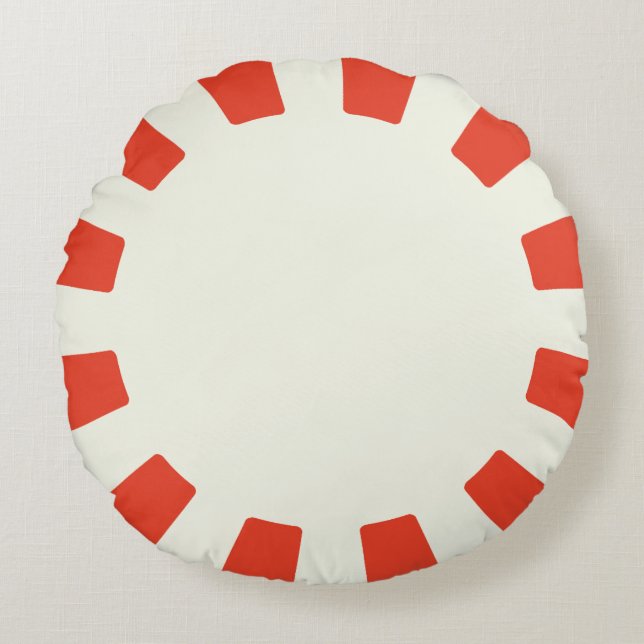 Whimsical Red and White Peppermint Round Pillow (Front)
