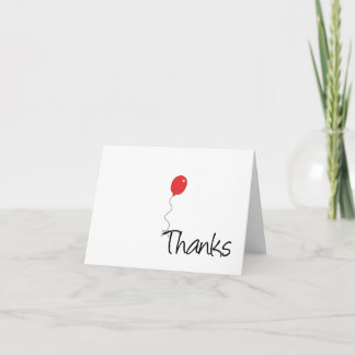 Whimsical Red Balloon Any Occasion Thank You Card