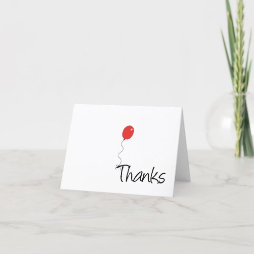 Whimsical Red Balloon Thanks Note Card  