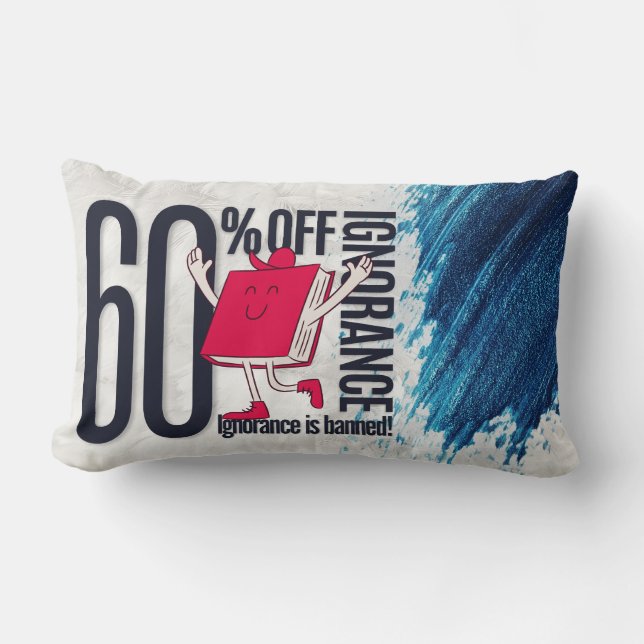 Whimsical Red Book Ignorance Banned Lumbar Throw  Pillow (Front)