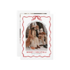 Whimsical Red Bow Merry Christmas Family Photo