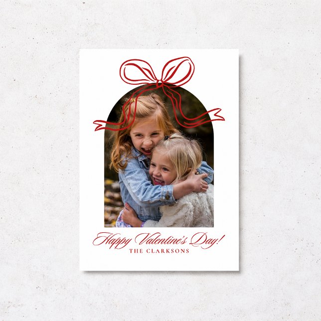 Whimsical Red Bow Valentine’s Day Photo Card (Creator Uploaded)