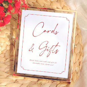 Whimsical Red Cards & Gifts Bridal Shower Sign