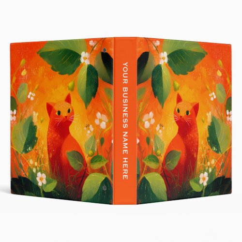 Whimsical Red Cat Wildflower Garden 3 Ring Binder