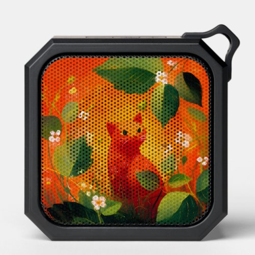 Whimsical Red Cat Wildflower Garden Bluetooth Speaker