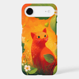 Whimsical Red Cat Wildflower Garden iPhone 17 Air Case