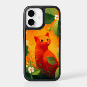 Whimsical Red Cat Wildflower Garden iPhone 17 Case