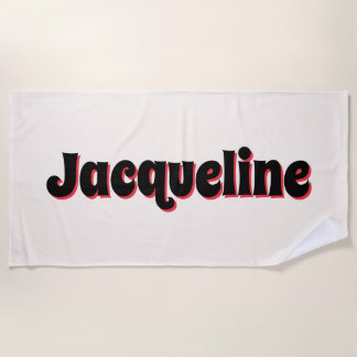 Whimsical Red Cherry Shadow Lettering Beach Towel