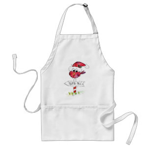 Whimsical Red Christmas Bird Adult Apron