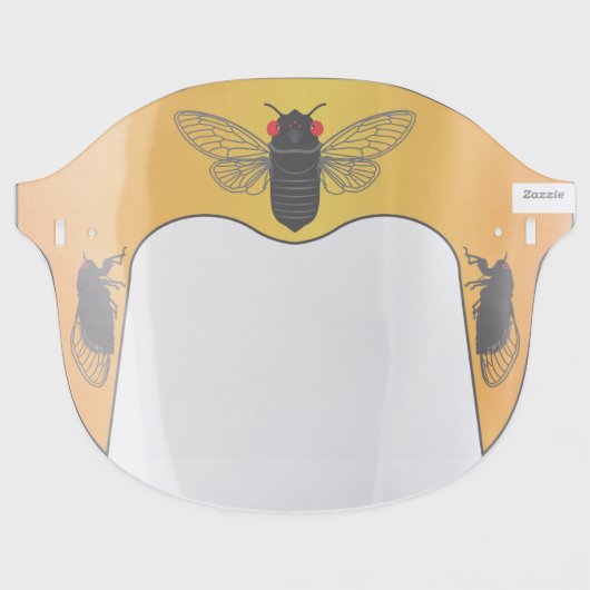 Whimsical Red-eyed Periodic Cicada Design Face Shield (Front Flat)