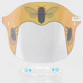Whimsical Red-eyed Periodic Cicada Design Face Shield (Front w/Glasses)