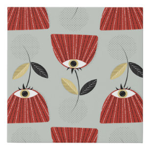 Whimsical Red Floral Arrangement Faux Canvas Print