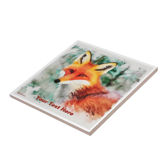 Whimsical Red Fox Ceramic Tile (Side)