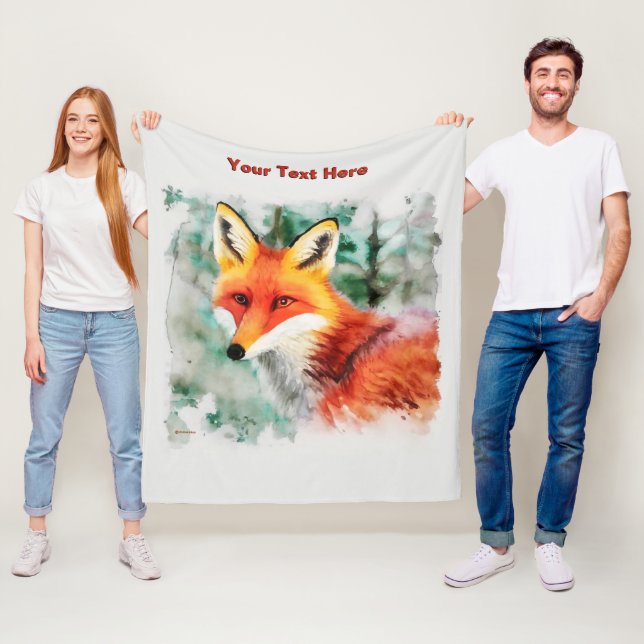 Whimsical Red Fox Fleece Blanket (In Situ)