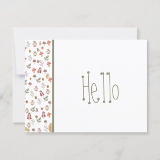 Whimsical Red Green Brown Mushroom and Acorn Postcard