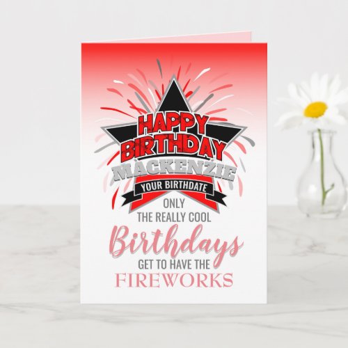 Whimsical Red Happy Birthday Card