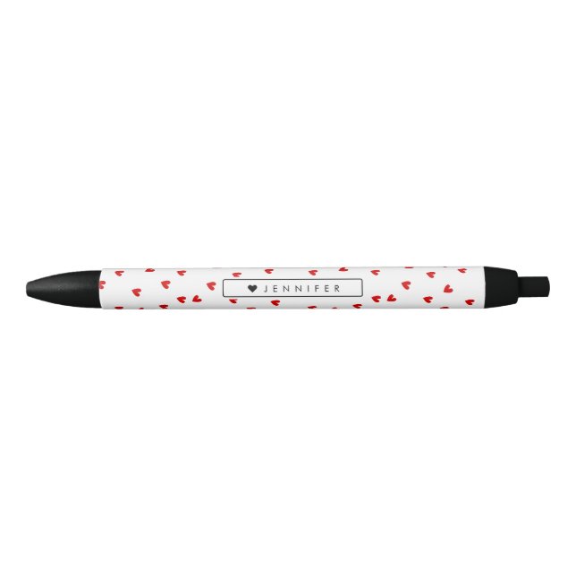 Whimsical Red Hearts Pattern Personalized Pen (Front)