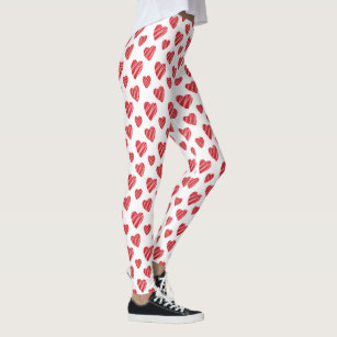 Whimsical Red Hearts Valentine's Day Leggings