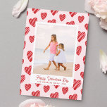 Whimsical Red Hearts Valentine's Day Pink Photo Holiday Card