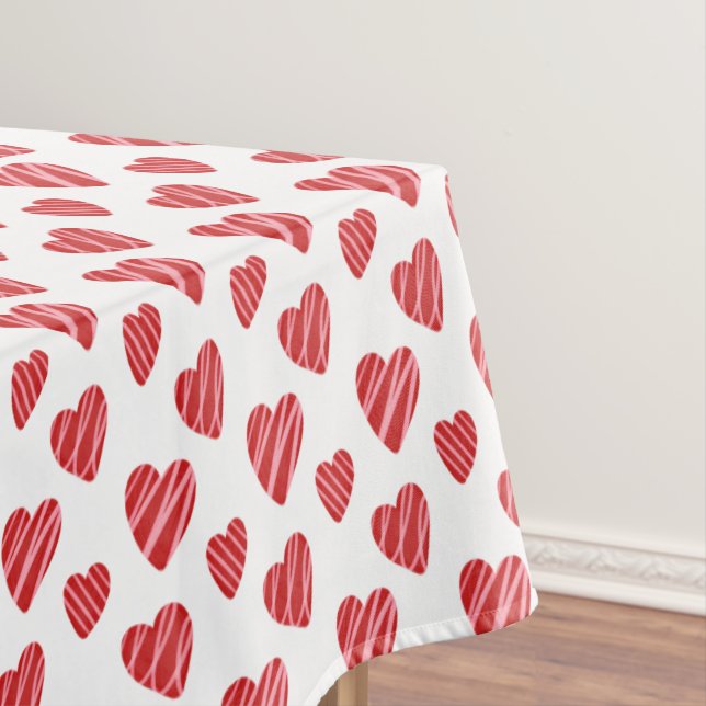 Whimsical Red Hearts Valentine's Day Tablecloth (In Situ)