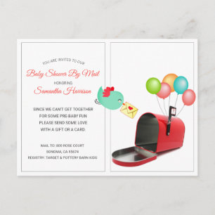 Whimsical Red Mailbox Baby Shower By Mail Invitation Postcard