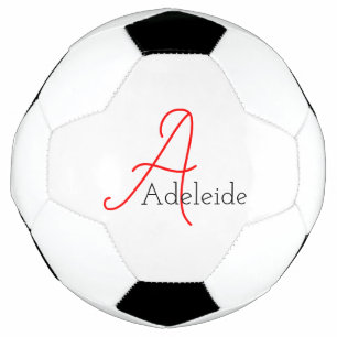 Whimsical Red Monogram Personalized Soccer Ball
