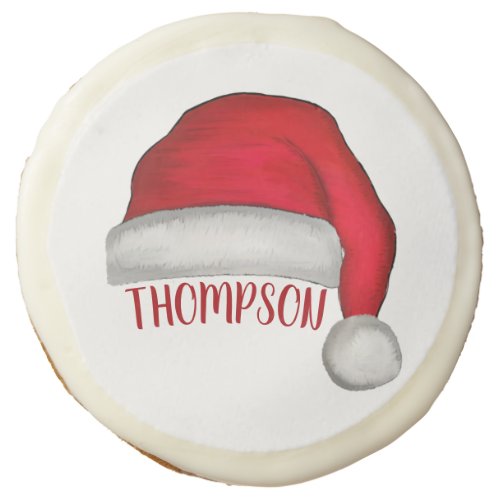 Whimsical Red Painted Holiday Santa Christmas Sugar Cookie