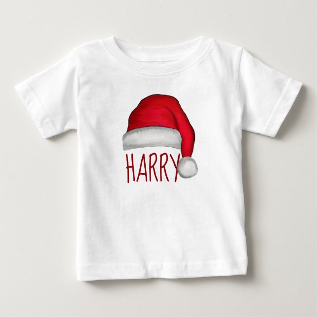 Whimsical Red Painted Santa Hat Baby T-Shirt (Front)