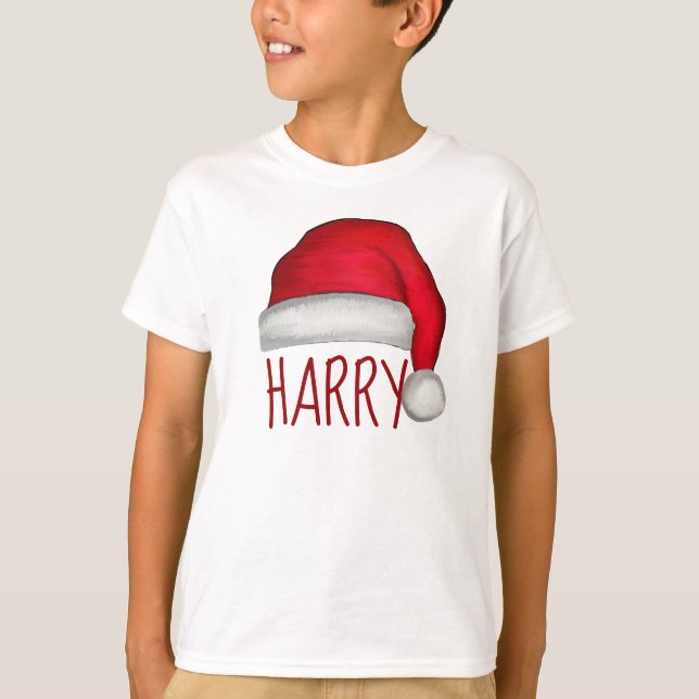 Whimsical Red Painted Santa Hat T-Shirt (Front)