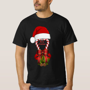Whimsical Red Peppermint Christmas Candy Cane T-Shirt