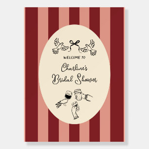 Whimsical Red Pink Striped Scribble Bridal Shower Foam Board
