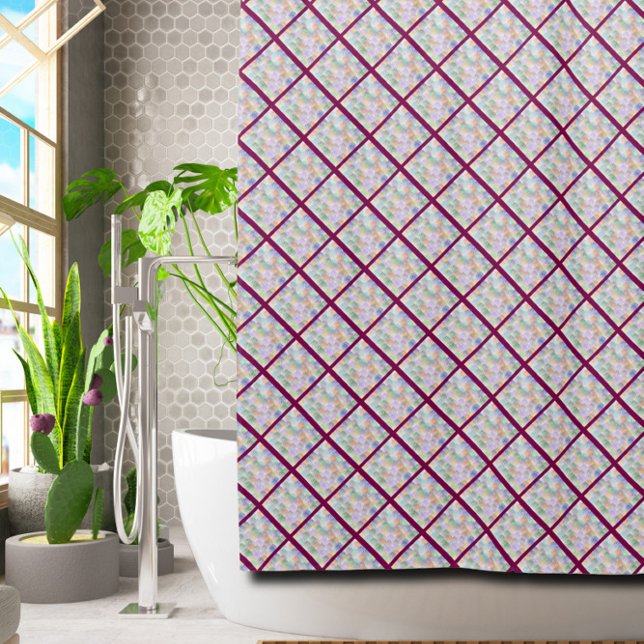 Whimsical Red Rhombus Abstract Shower Curtain (Creator Uploaded)