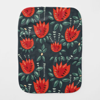 Whimsical Red Tulips Floral Art – Abstract Spring Burp Cloth