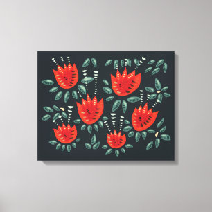  Whimsical Red Tulips Floral Art – Abstract Spring Canvas Print