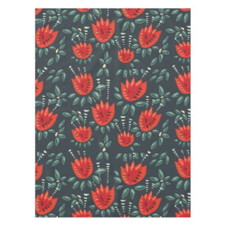  Whimsical Red Tulips Floral Art – Abstract Spring Tablecloth
