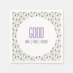 Whimsical Red Wine Glass Illustration Pattern Napkins