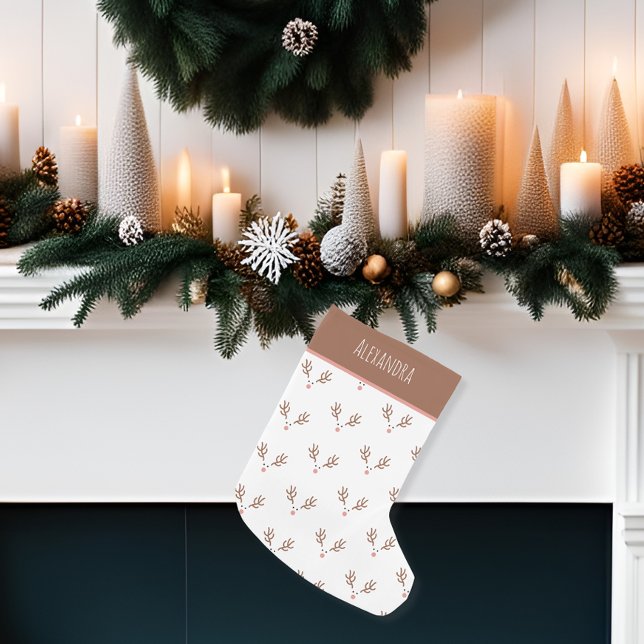 Whimsical Reindeer Boho Pattern  Small Christmas Stocking (A perfect addition to you boho Christmas decor.)