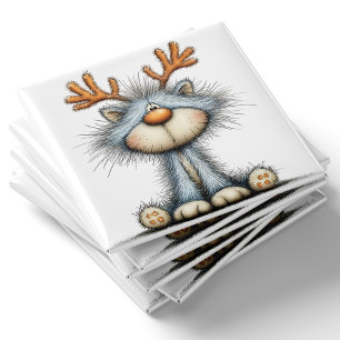 Whimsical Reindeer Cat Christmas Magnet