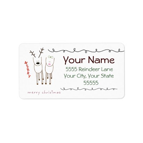 Whimsical Reindeer Christmas Address Labels