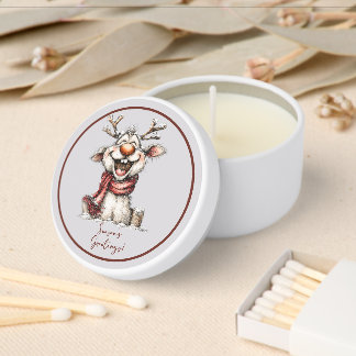 Whimsical Reindeer Christmas Wreath Mini Candle Favors