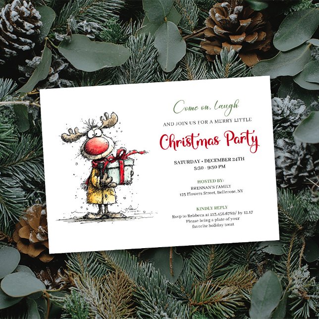 Whimsical Reindeer Digital Christmas Party Card (Whimsical Reindeer Digital Christmas Party Card)