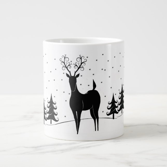 Whimsical Reindeer Giant Coffee Mug (Front)