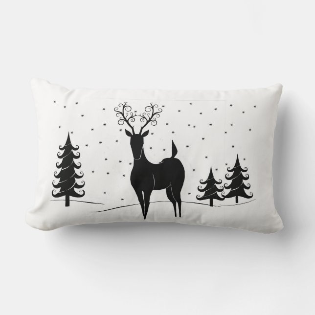 Whimsical Reindeer Lumbar Pillow (Front)