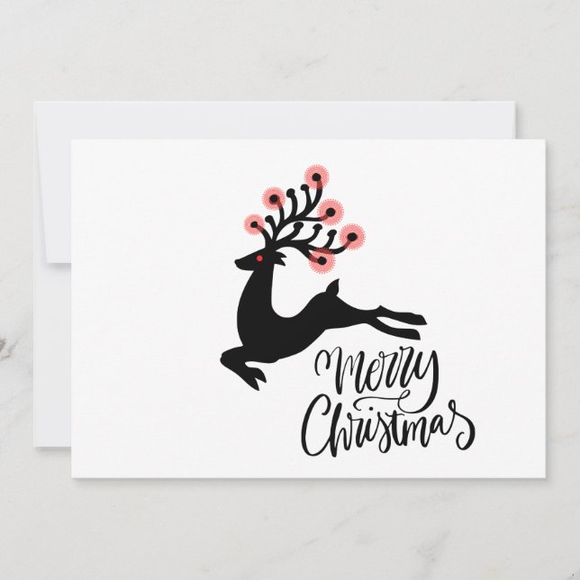 Whimsical Reindeer Merry Christmas Holiday Card (Front)