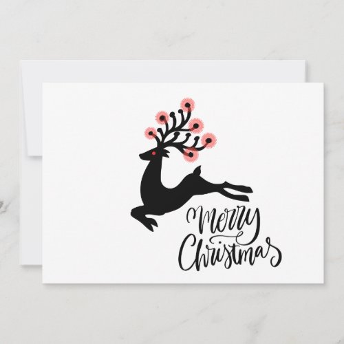 Whimsical Reindeer Merry Christmas Holiday Card