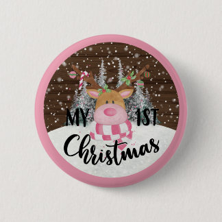 Whimsical Reindeer - My First Christmas Button
