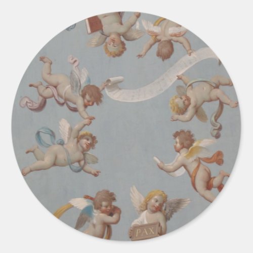 Whimsical Renaissance Cherub Angels Classic Round Sticker