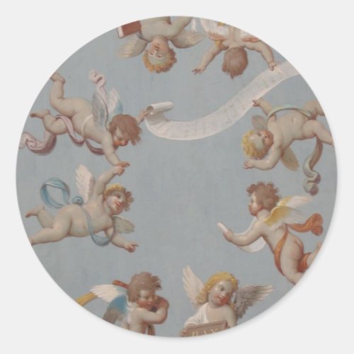 Whimsical Renaissance Cherub Angels Classic Round Sticker